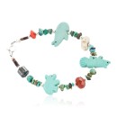 Delicate Certified Authentic Navajo .925 Sterling Silver White Howlite Red Jasper Hematite Coral Resin Native American Bracelet 12979-2