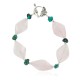 Delicate Certified Authentic Navajo Nickel Natural Spiderweb Turquoise Native American Pink Quartz Bracelet 12975-7