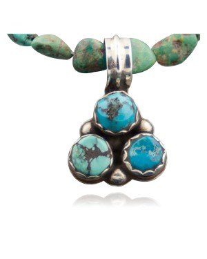 Delicate Handmade Certified Authentic Navajo .925 Sterling Silver and Turquoise Native American Necklace 390603321291