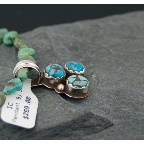 Delicate Handmade Certified Authentic Navajo .925 Sterling Silver and Turquoise Native American Necklace 390603321291