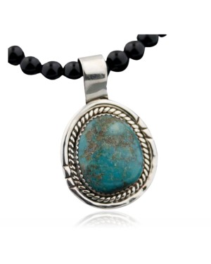 Delicate Handmade Certified Authentic Navajo .925 Sterling Silver Turquoise Native American Necklace 390645514794