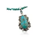 Delicate Handmade Navajo .925 Sterling Silver Turquoise Native American Necklace 390645805933