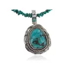 Navajo Sterling Silver Turquoise Necklace 390650054674