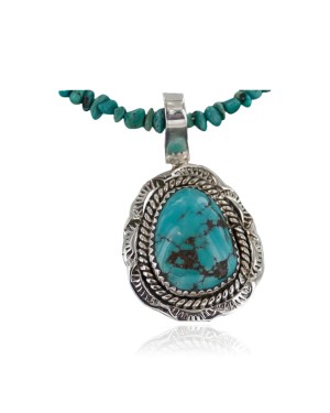 Delicate Handmade Certified Authentic Navajo .925 Sterling Silver Turquoise Native American Necklace 390650054674