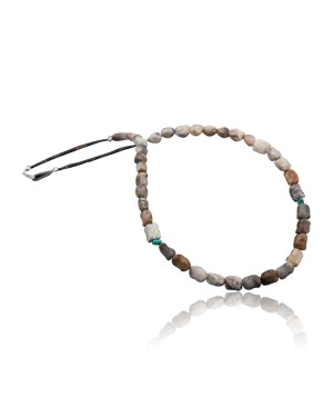 Delicate Traditional Certified Authentic Navajo .925 Sterling Silver Jasper and Turquoise Native American Necklace 390605187214
