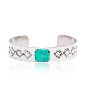 Diamond Nickel Certified Authentic Handmade Navajo Native American Natural Turquoise Cuff Bracelets 13019-9