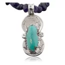 Double OLD Buffalo Coin Navajo Native .925 Sterling Silver Turquoise Native American Necklace 370800540403