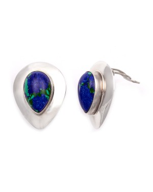 Drop .925 Starling Silver Certified Authentic Handmade Navajo Native American Chrysocolla Earrings  18315-3