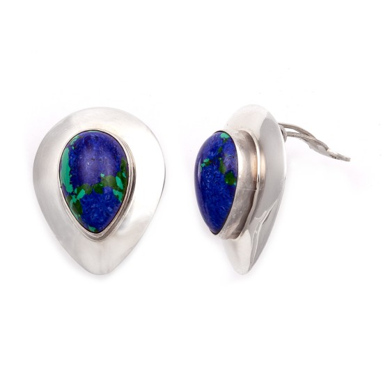Drop .925 Starling Silver Certified Authentic Handmade Navajo Native American Chrysocolla Earrings 18315-3 Drop .925 Starling Silver Certified Authentic Handmade Navajo Native American Chrysocolla Earrings 18315-3
