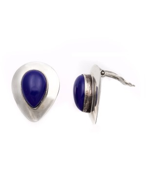 Drop .925 Starling Silver Certified Authentic Handmade Navajo Native American Lapis lazuli Earrings  18315-5