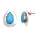 Drop .925 Starling Silver Certified Authentic Handmade Navajo Native American Natural Turquoise Earrings  18315-2