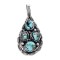 Drop .925 Starling Silver Certified Authentic Handmade Navajo Native American Natural Turquoise Nugget Pendent  16048-100