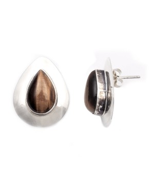 Drop .925 Starling Silver Certified Authentic Handmade Navajo Native American Tigers Eye Earrings  18315-1