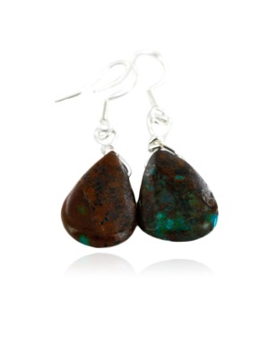 Drop Certified Authentic Navajo .925 Sterling Silver Hooks Natural Turquoise Native American Earrings  18072