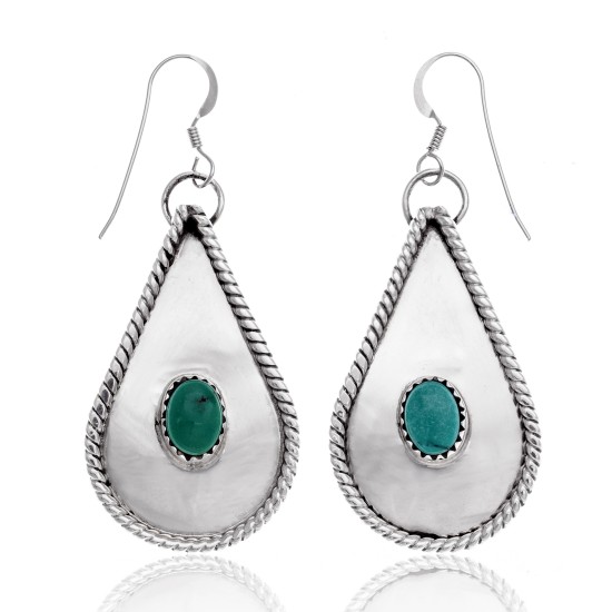 Drop Natural Turquoise .925 Sterling Silver Certified Authentic Navajo Native American Handmade Dangle Earrings 27269 Drop Natural Turquoise .925 Sterling Silver Certified Authentic Navajo Native American Handmade Dangle Earrings 27269