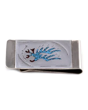Eagle .925 Sterling Silver Handmade Navajo Native American Turquoise Coral Money Clip 11253-8