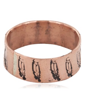 Feather Handmade Certified Authentic Navajo Native American Pure Copper Ring 17093-4