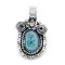 Flower .925 Sterling Silver Handmade Navajo Native American Natural Turquoise Pendant 27257