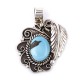 Flower and Leaf .925 Sterling Silver Certified Authentic Handmade Navajo Native American Natural Turquoise Pendant  1503