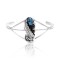 Flower and Leaf Natural Turquoise .925 Sterling Silver Certified Authentic Navajo Native American Handmade Cuff Bracelet 13087