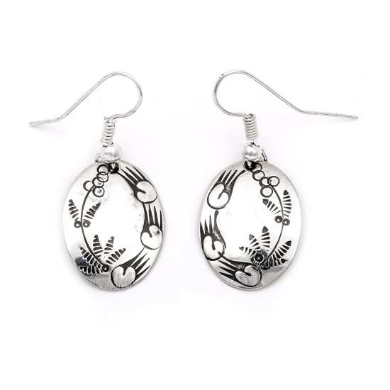 Flower Bear Paw .925 Starling Silver Certified Authentic Handmade Navajo Native American Earrings  27260-7
