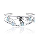 Flower Opal .925 Sterling Silver Certified Authentic Navajo Native American Handmade Cuff Bracelet 13109-3