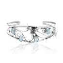Flower Opal .925 Sterling Silver Navajo Native American Handmade Cuff Bracelet 13109-3