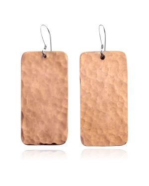 Hammered Pure Copper Certified Authentic Navajo Native American Handmade Dangle Earrings 18245