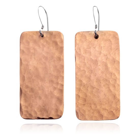 Hammered Pure Copper Certified Authentic Navajo Native American Handmade Dangle Earrings 18245