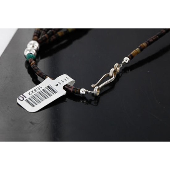 Certified Authentic 5 Strand Navajo .925 Sterling Silver Turquoise and Coral Native American Necklace 370985275431