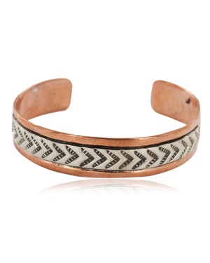 Handmade .925 Sterling Silver and Pure Copper Certified Authentic Navajo Native American Bracelet 12703-8