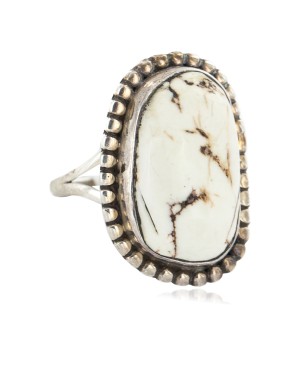 Handmade Silver Certified Authentic Navajo White Buffalo Native American Ring 16959-1