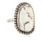 Handmade Silver Certified Authentic Navajo White Buffalo Native American Ring 16959-1