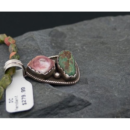 Handmade Certified Authentic Navajo .925 Sterling Silver Natural Turquoise Spiny Oyster Native American Necklace 390619935947