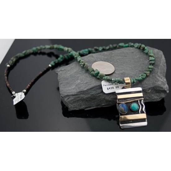 Handmade Certified Authentic Navajo .925 Sterling Silver 12kt Gold Filled Turquoise and LAPIS Native American Necklace 370795908964