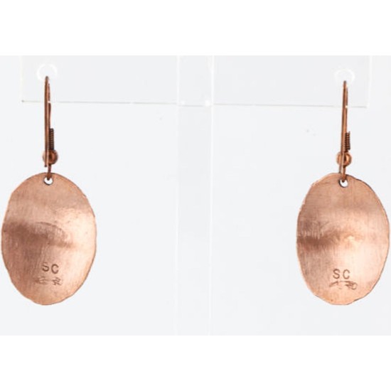 Handmade Bear Certified Authentic Navajo Handstamped Handmade Copper Native American Earrings 390828621140