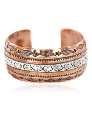 Handmade Bear Certified Authentic Navajo Pure .925 Sterling Silver and Copper Native American Bracelet 12843-5