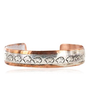 Handmade Bear Certified Authentic Roanhorse Navajo Pure .925 Sterling Silver Copper Native American Bracelet 12770-000