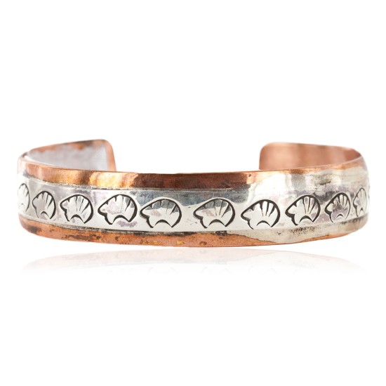 Handmade Bear Certified Authentic Roanhorse Navajo Pure .925 Sterling Silver Copper Native American Bracelet 12770-000