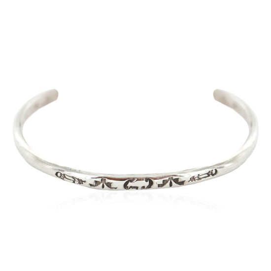 Handmade Bear Feather Certified Authentic Navajo .925 Sterling Silver Native American Baby Bracelet 12618