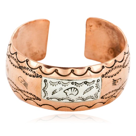 Handmade Bear Feather Certified Authentic Roanhorse Navajo Pure .925 Sterling Silver and Copper Native American Bracelet 12761