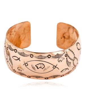 Handmade Bear Feather Zuni Bear Certified Authentic Pure Copper Navajo Native American Bracelet 12774