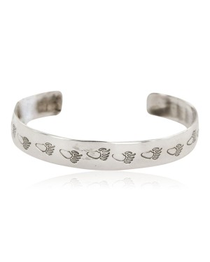 Handmade Bear paw Certified Authentic Navajo .925 Sterling Silver Baby Native American Bracelet 1 12853-6
