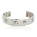 Handmade Bear paw Certified Authentic Navajo .925 Sterling Silver Baby Native American Bracelet 12853-1