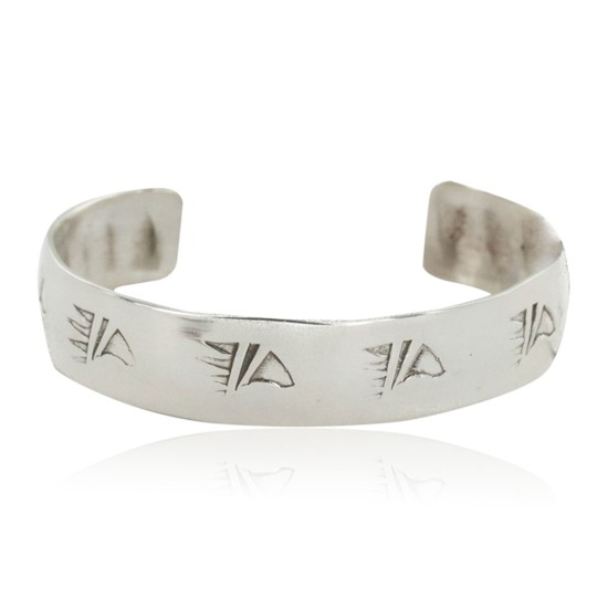 Handmade Bear paw Certified Authentic Navajo .925 Sterling Silver Baby Native American Bracelet 12853-1