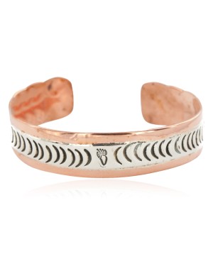 Handmade Bear Paw Certified Authentic Navajo Pure .925 Sterling Silver and Copper Native American Bracelet 12762-7