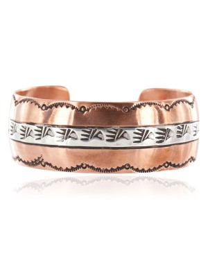 Handmade Bear Paw Certified Authentic Navajo Pure .925 Sterling Silver Copper Native American Bracelet 12899-4