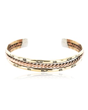 Handmade Bear paw Certified Authentic Navajo Pure Copper and Brass Native American Bracelet 12846-3