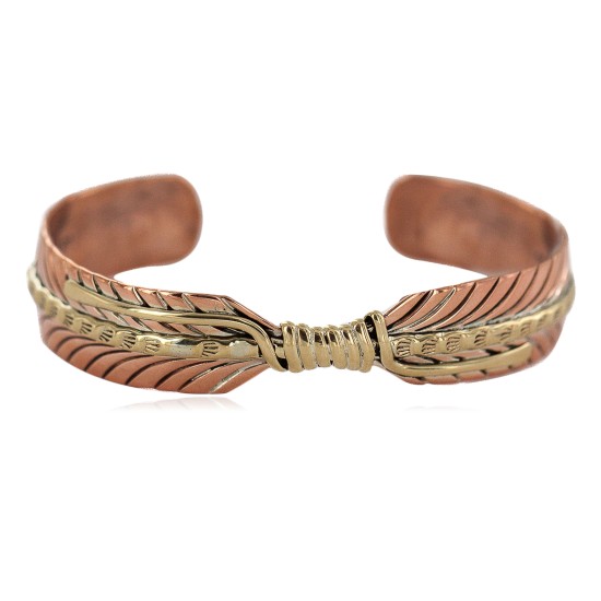 Handmade Brass Navajo Certified Authentic Native American Pure Copper Bracelet  92023-2