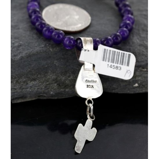 Handmade CACTUS Certified Authentic Navajo .925 Sterling Silver Natural Turquoise Native American Necklace 390741456394